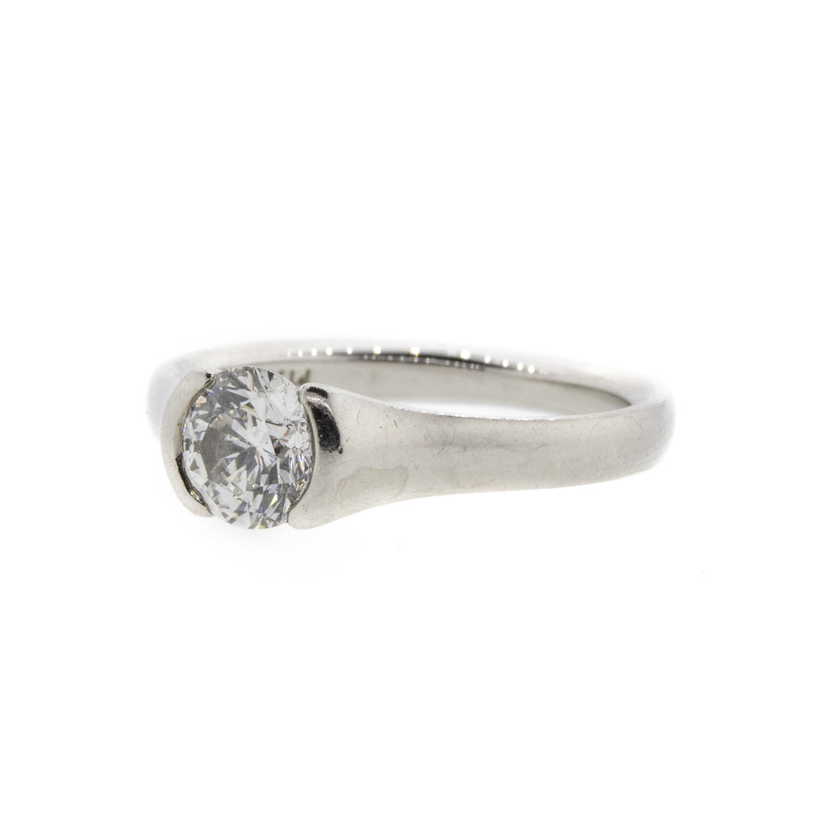 Partial-Bezel Platinum Diamond Solitaire Ring