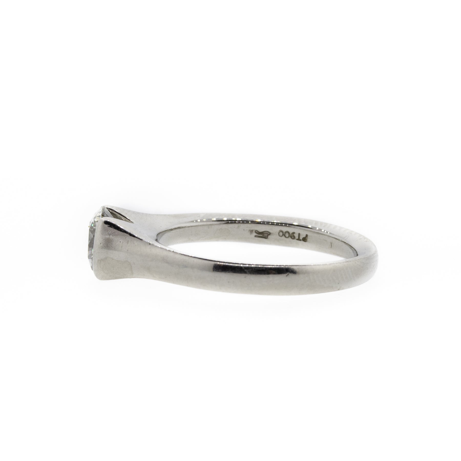 Partial-Bezel Platinum Diamond Solitaire Ring