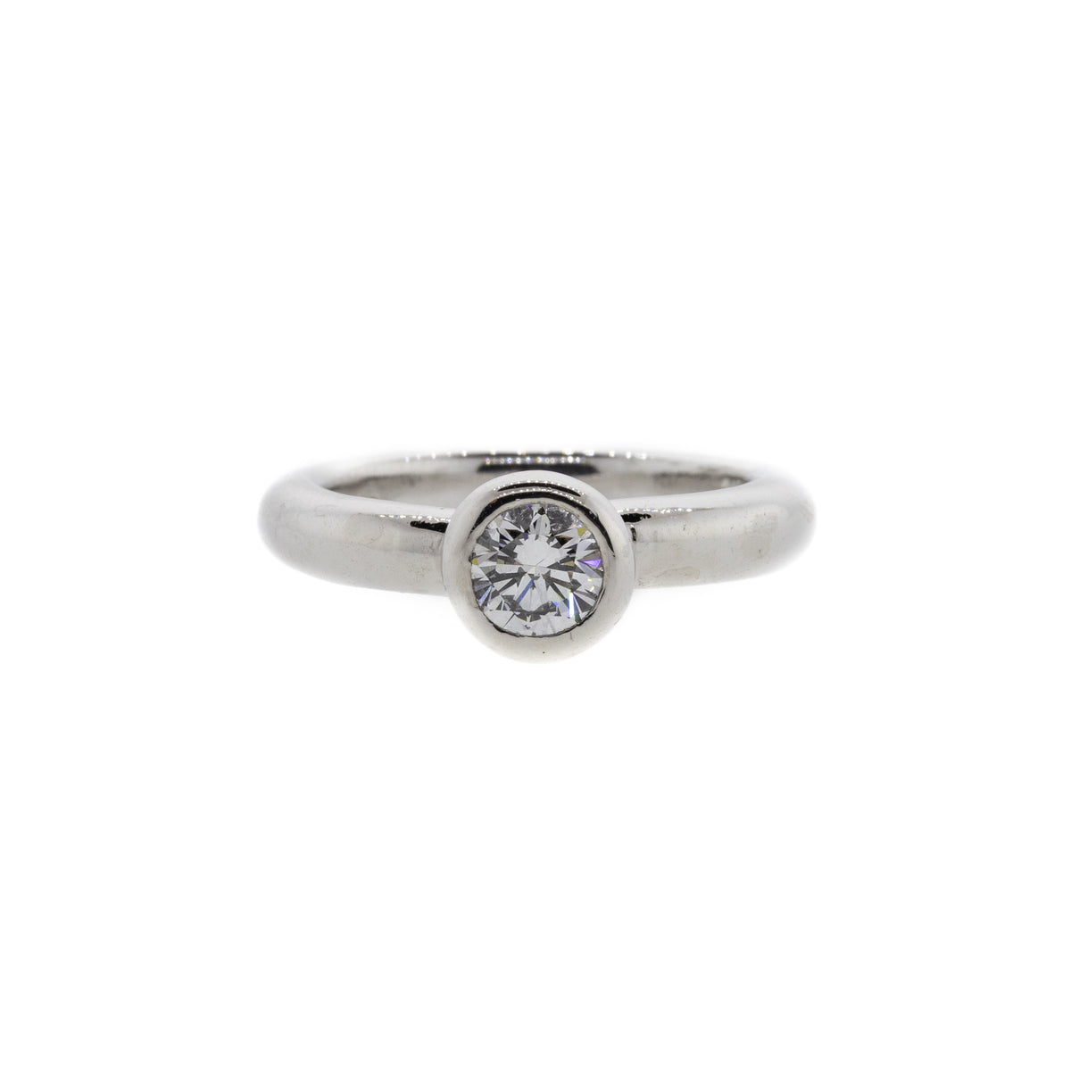 Platinum Bezel-Set Round Brilliant Diamond Solitaire Ring