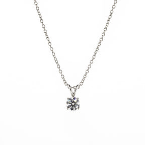 -Round Brilliant Diamond Solitaire Platinum Necklace