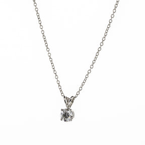 -Round Brilliant Diamond Solitaire Platinum Necklace