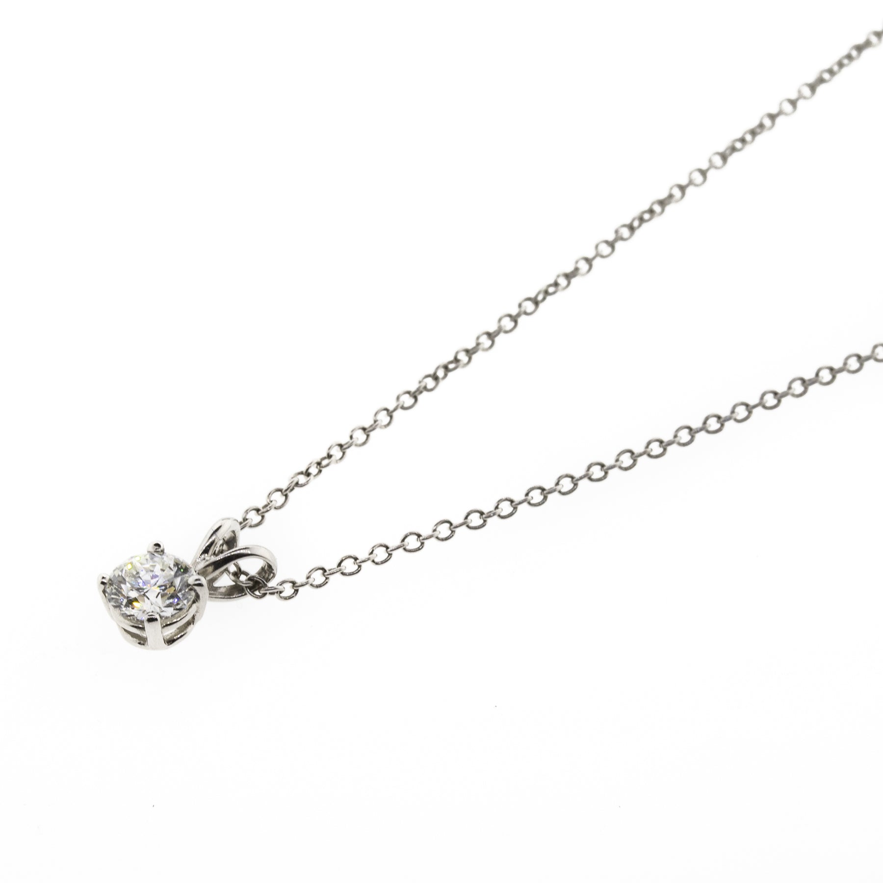 -Round Brilliant Diamond Solitaire Platinum Necklace