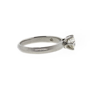 Round Brilliant Diamond and Knife Edge Platinum Ring