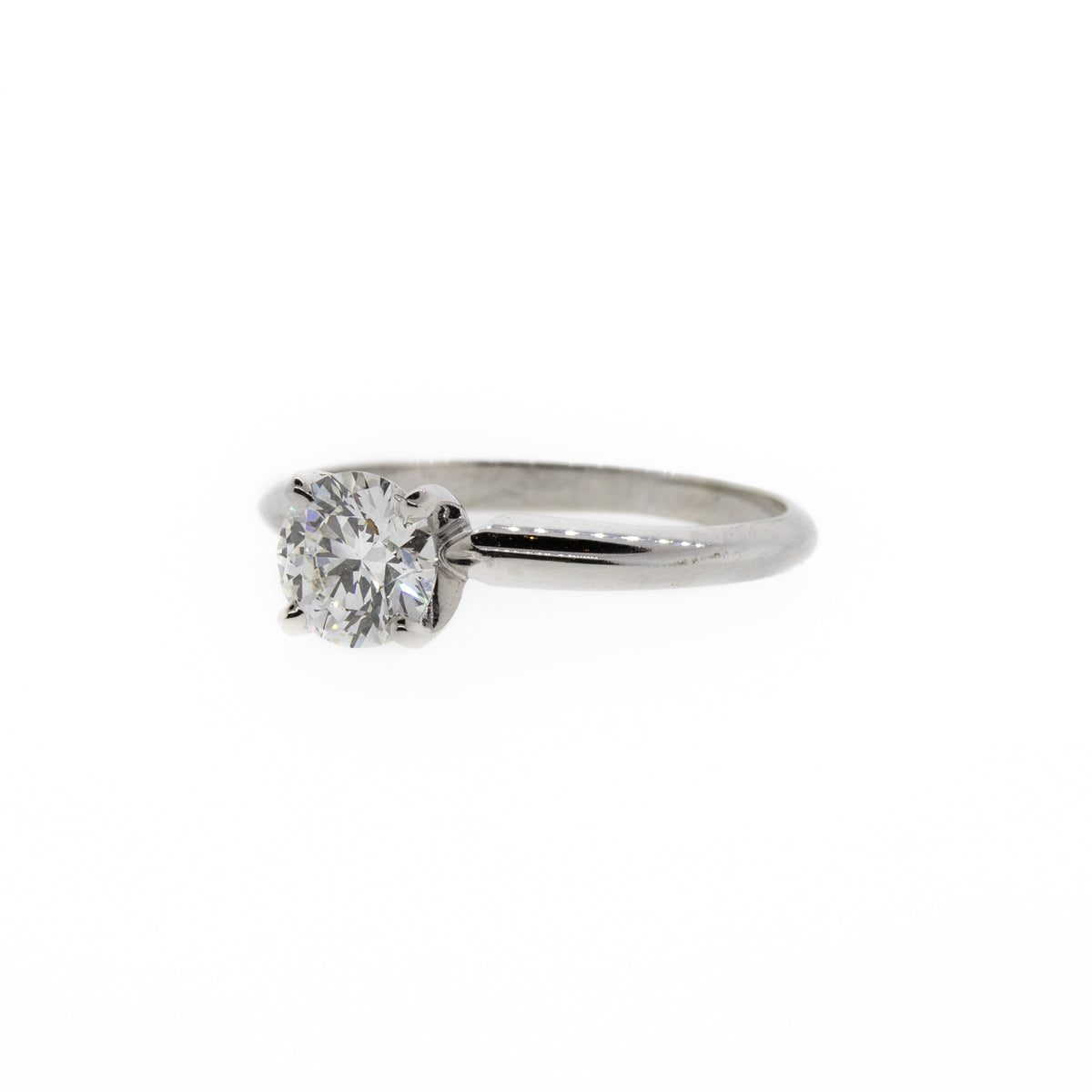 Traditional Four-Prong Diamond White Gold Solitaire Ring