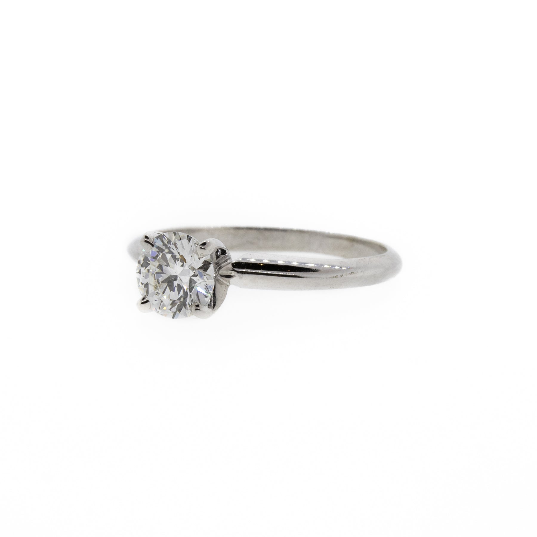Traditional Four-Prong Diamond White Gold Solitaire Ring