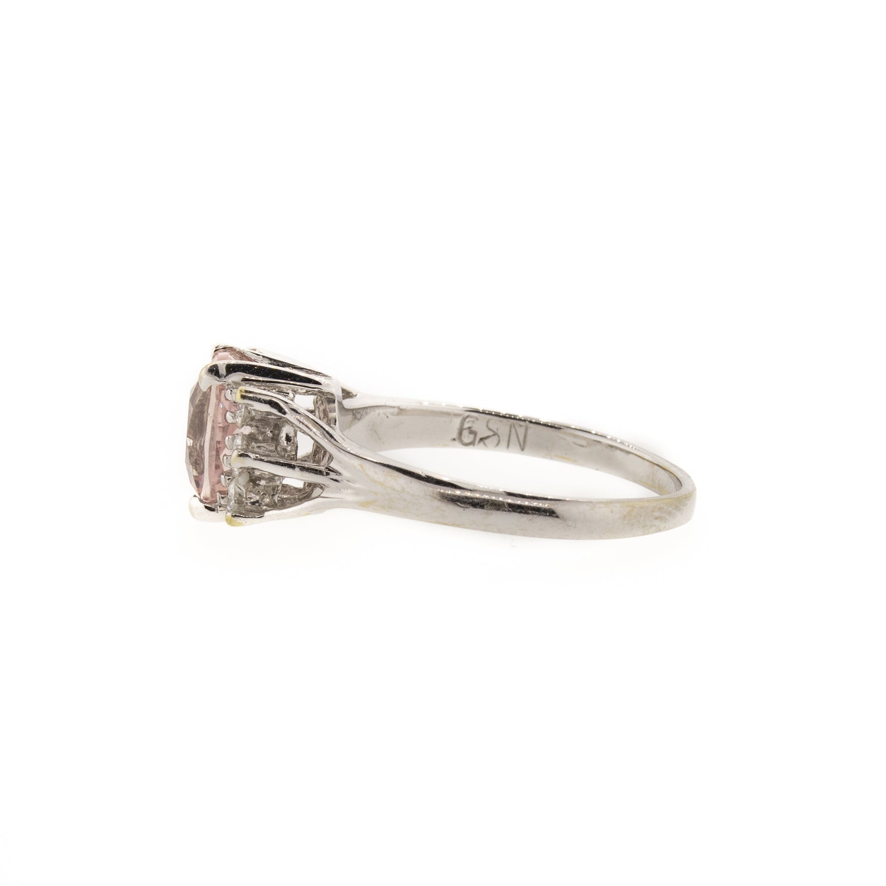 Cushion Cut Pink Sapphire & Diamond White Gold Ring