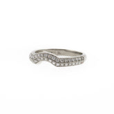 Pave Style Two-Line Diamond Platinum Contour Band
