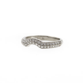 Pave Style Two-Line Diamond Platinum Contour Band
