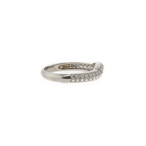 Pave Style Two-Line Diamond Platinum Contour Band