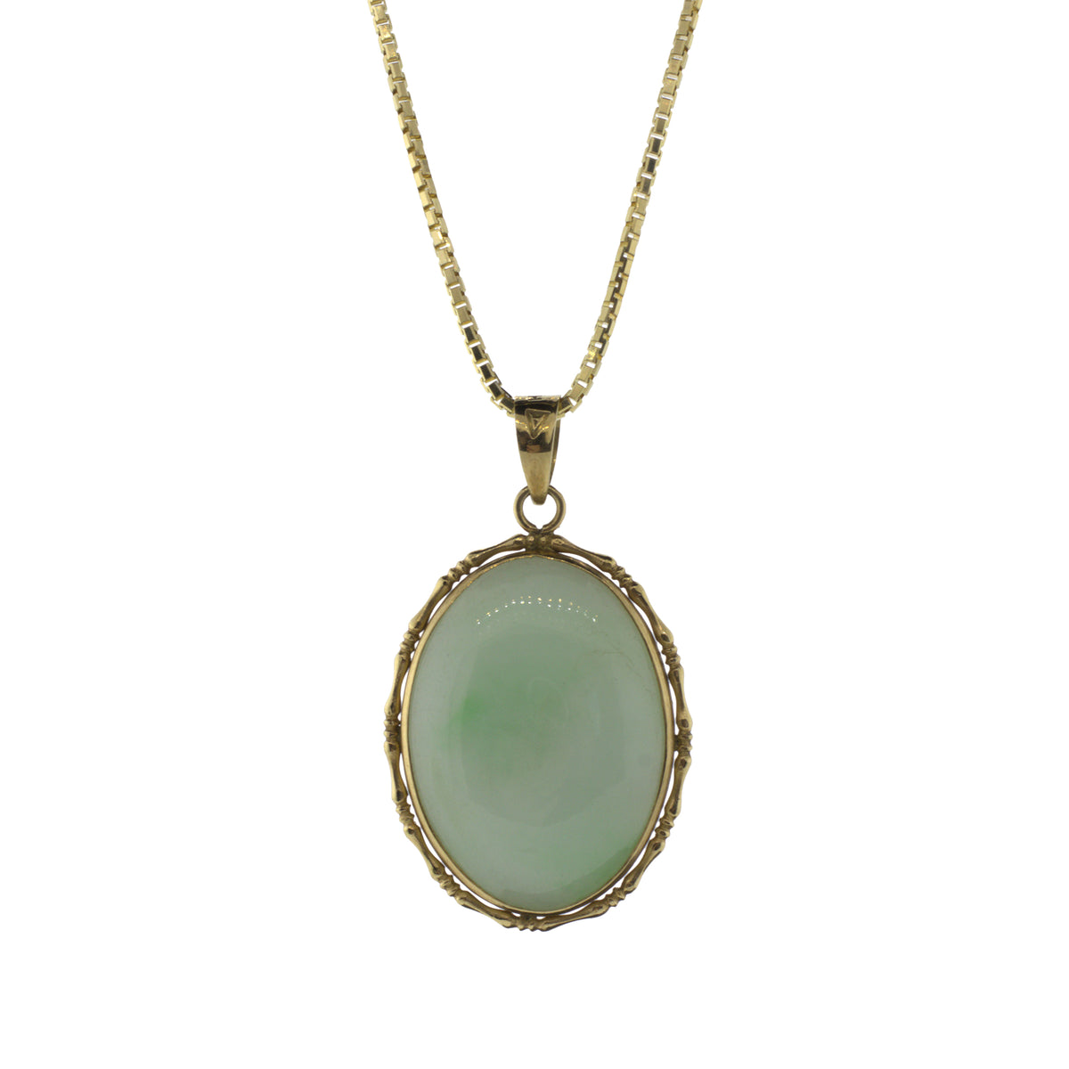 Jadeite 14K Yellow Gold Pendant Necklace
