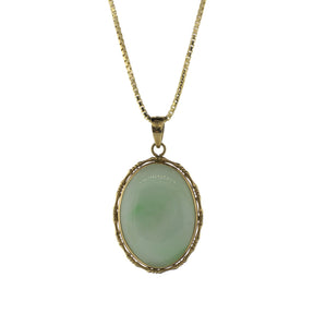Jadeite 14K Yellow Gold Pendant Necklace