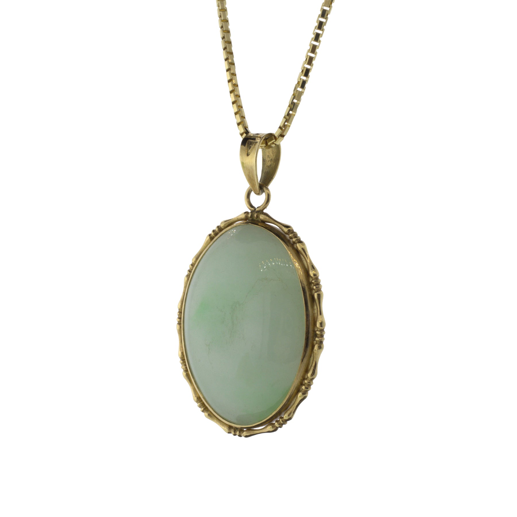 Jadeite 14K Yellow Gold Pendant Necklace
