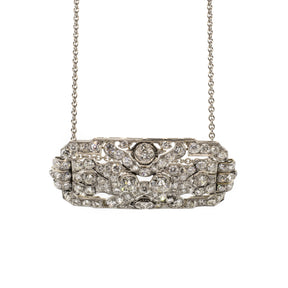 Art Deco Platinum Diamond Brooch Necklace