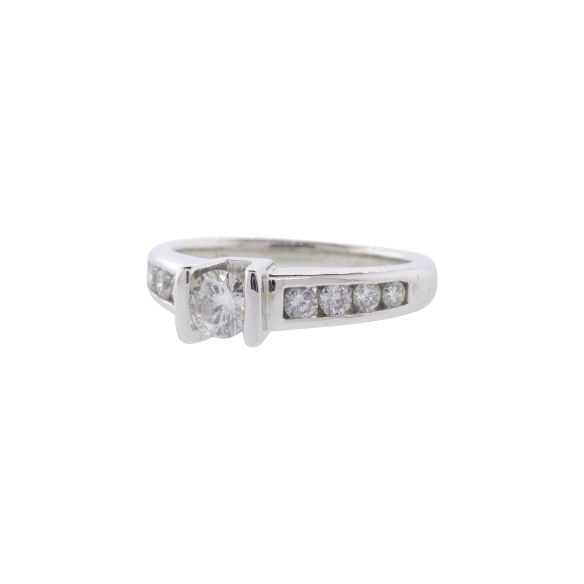 Tension-Set Natural Round Brilliant Cut Diamond Ring