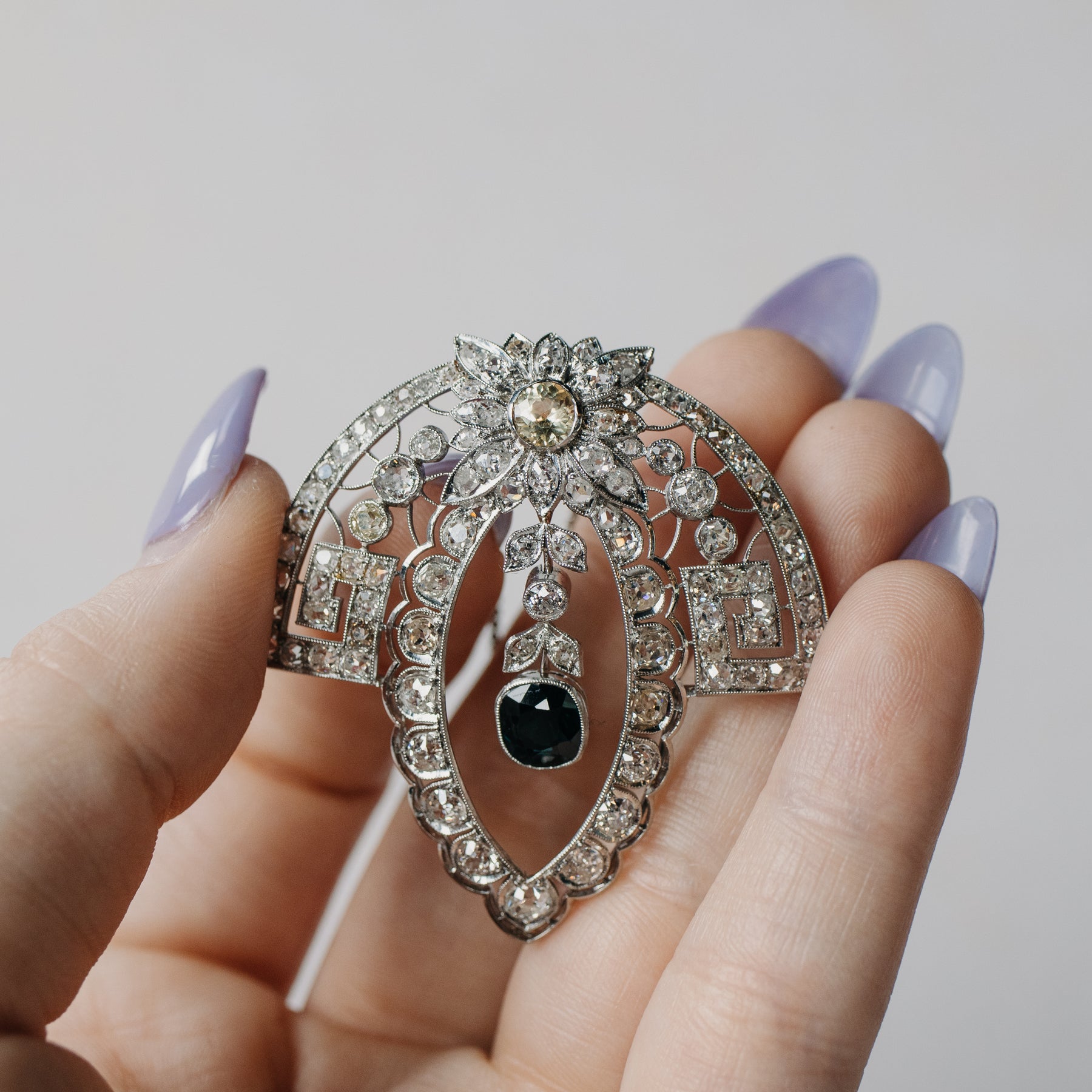 Edwardian Sapphire & Diamond Platinum Necklace