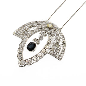 Edwardian Sapphire & Diamond Platinum Necklace
