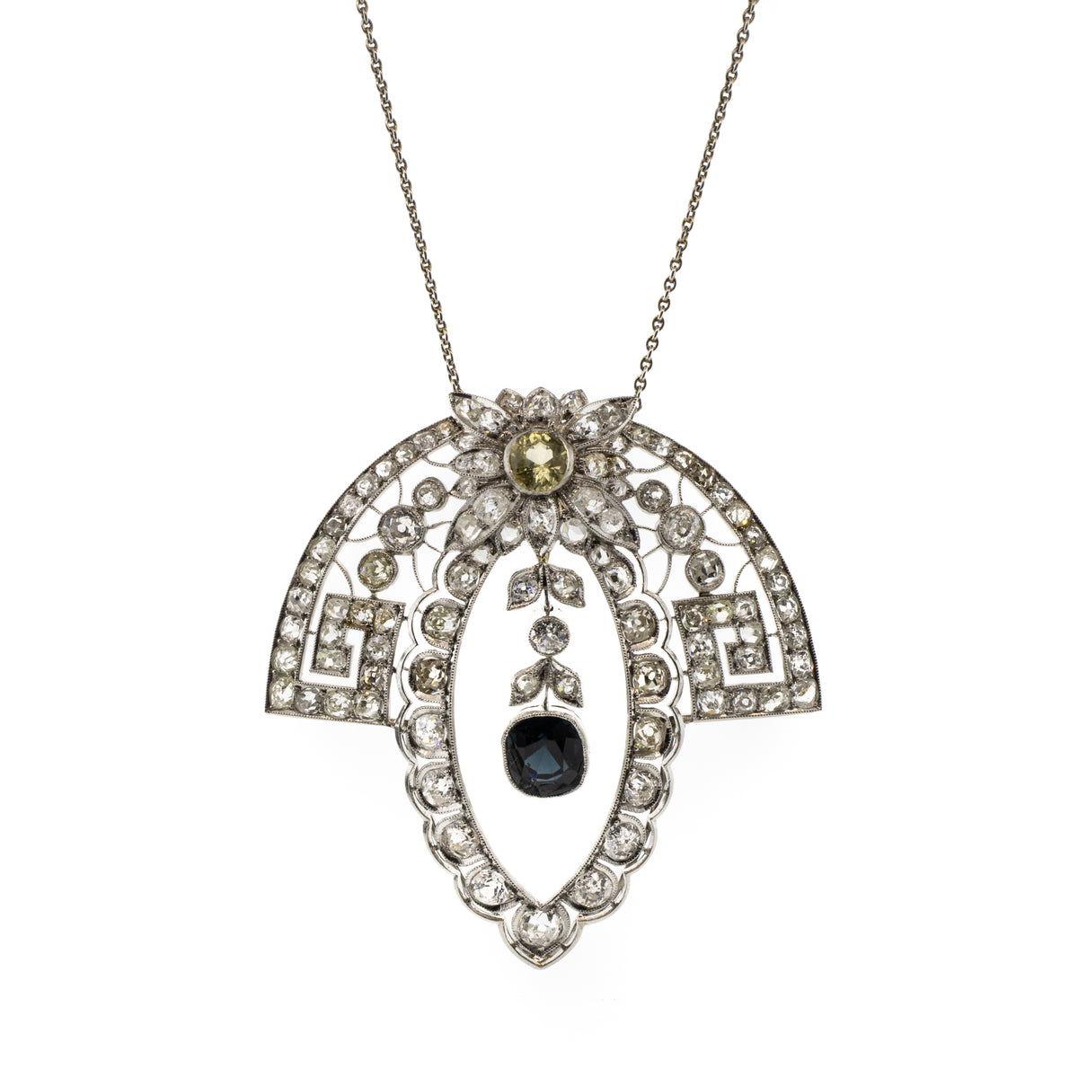 Edwardian Sapphire & Diamond Platinum Necklace