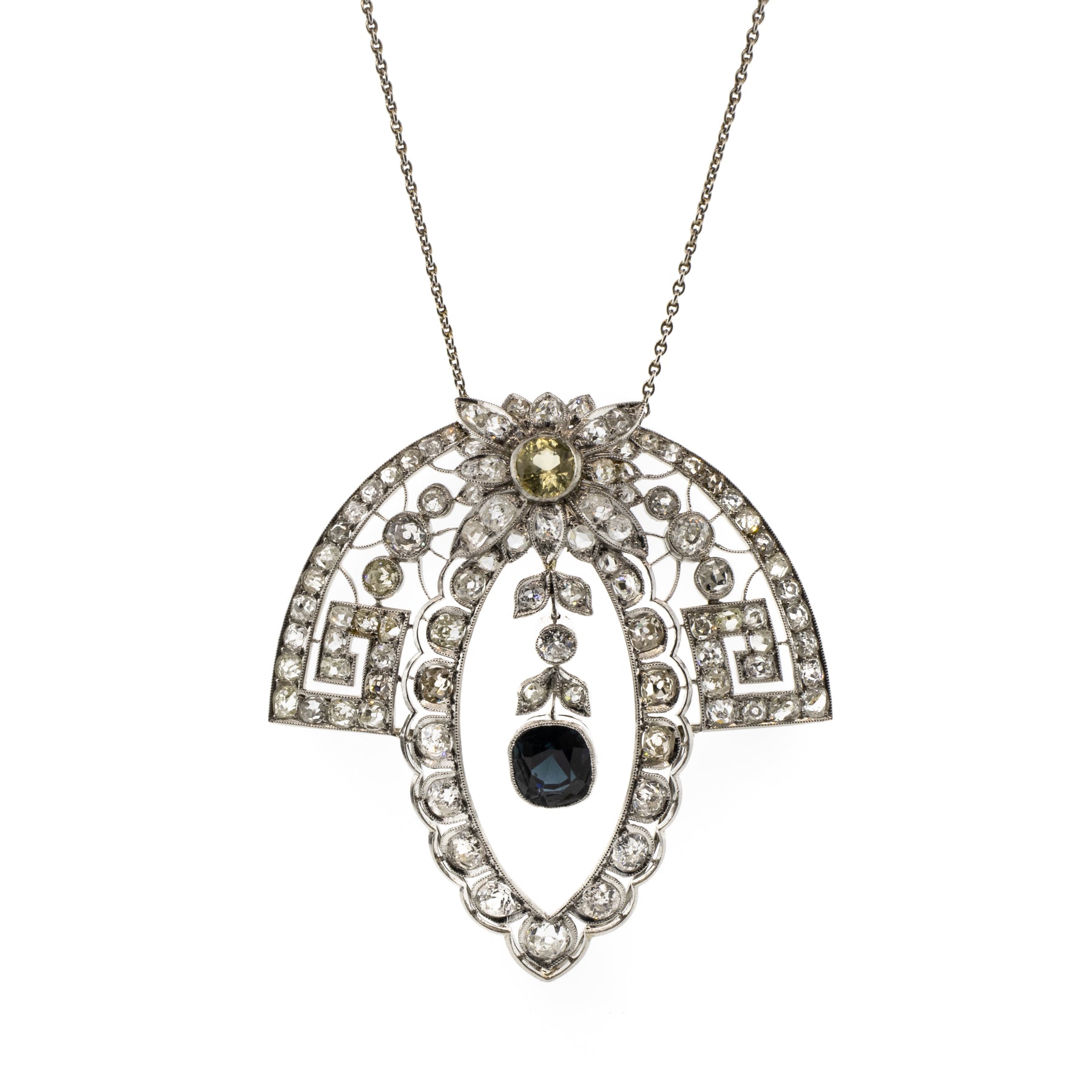 Edwardian Sapphire & Diamond Platinum Necklace
