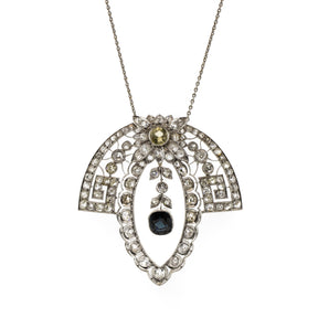 Edwardian Sapphire & Diamond Platinum Necklace