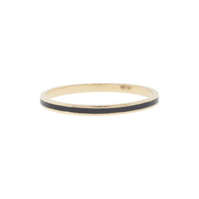 Thin Black Enamel Inlayed Wedding Band