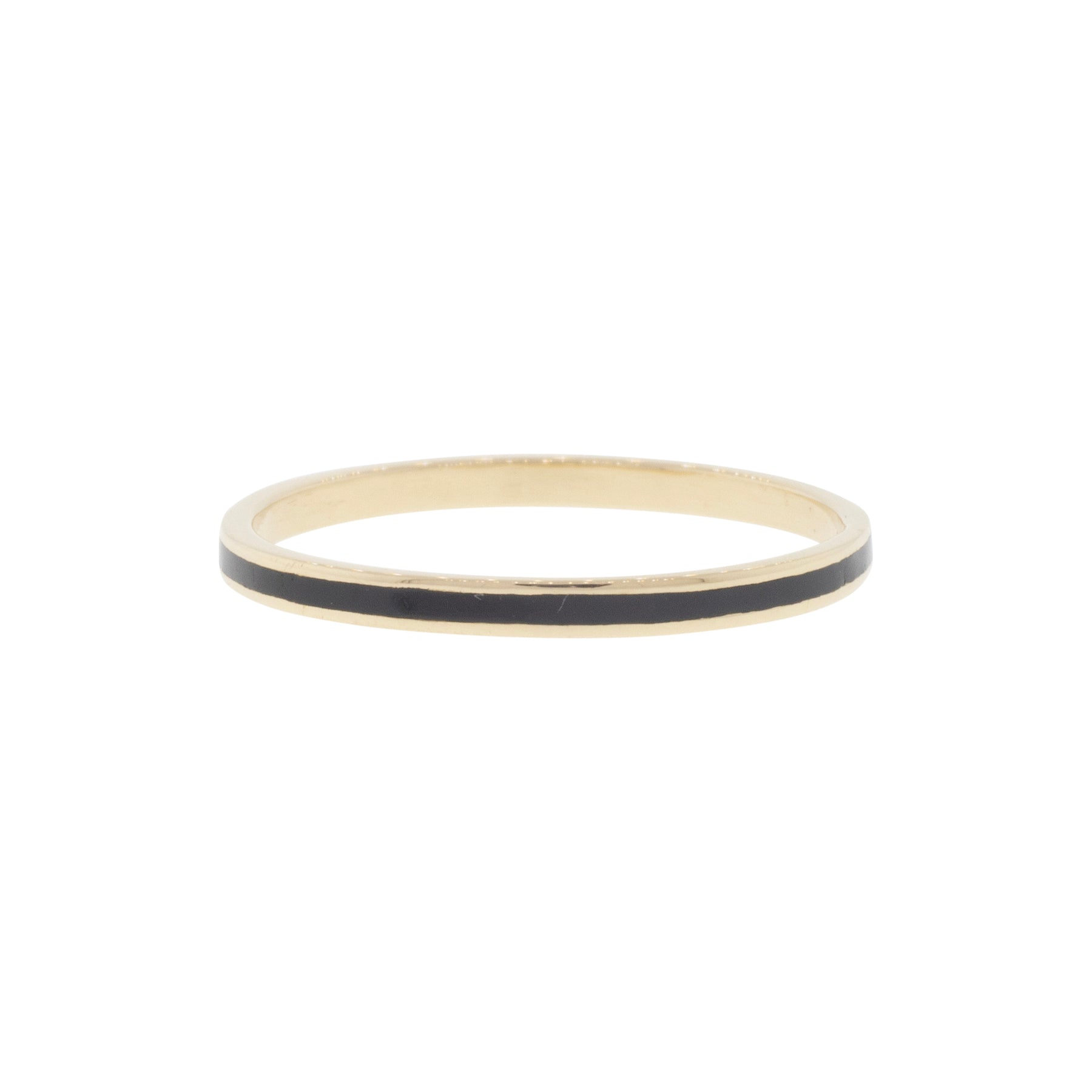 Thin Black Enamel Inlayed Wedding Band