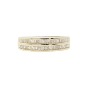 14K Yellow Gold Two-Row Baguette Diamond Ring