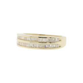 14K Yellow Gold Two-Row Baguette Diamond Ring