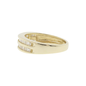 14K Yellow Gold Two-Row Baguette Diamond Ring