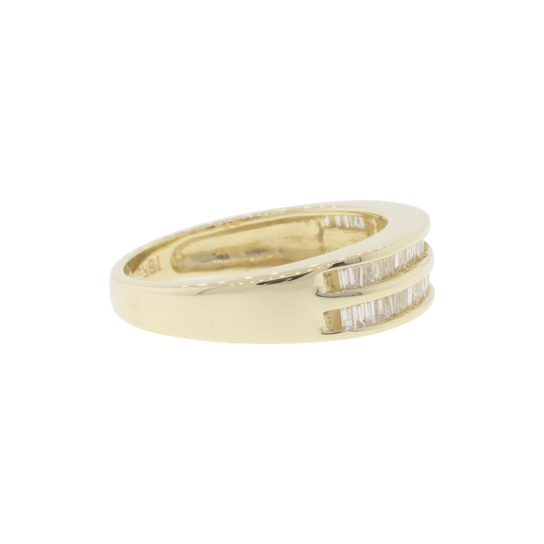 14K Yellow Gold Two-Row Baguette Diamond Ring