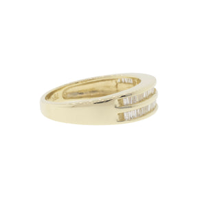 14K Yellow Gold Two-Row Baguette Diamond Ring