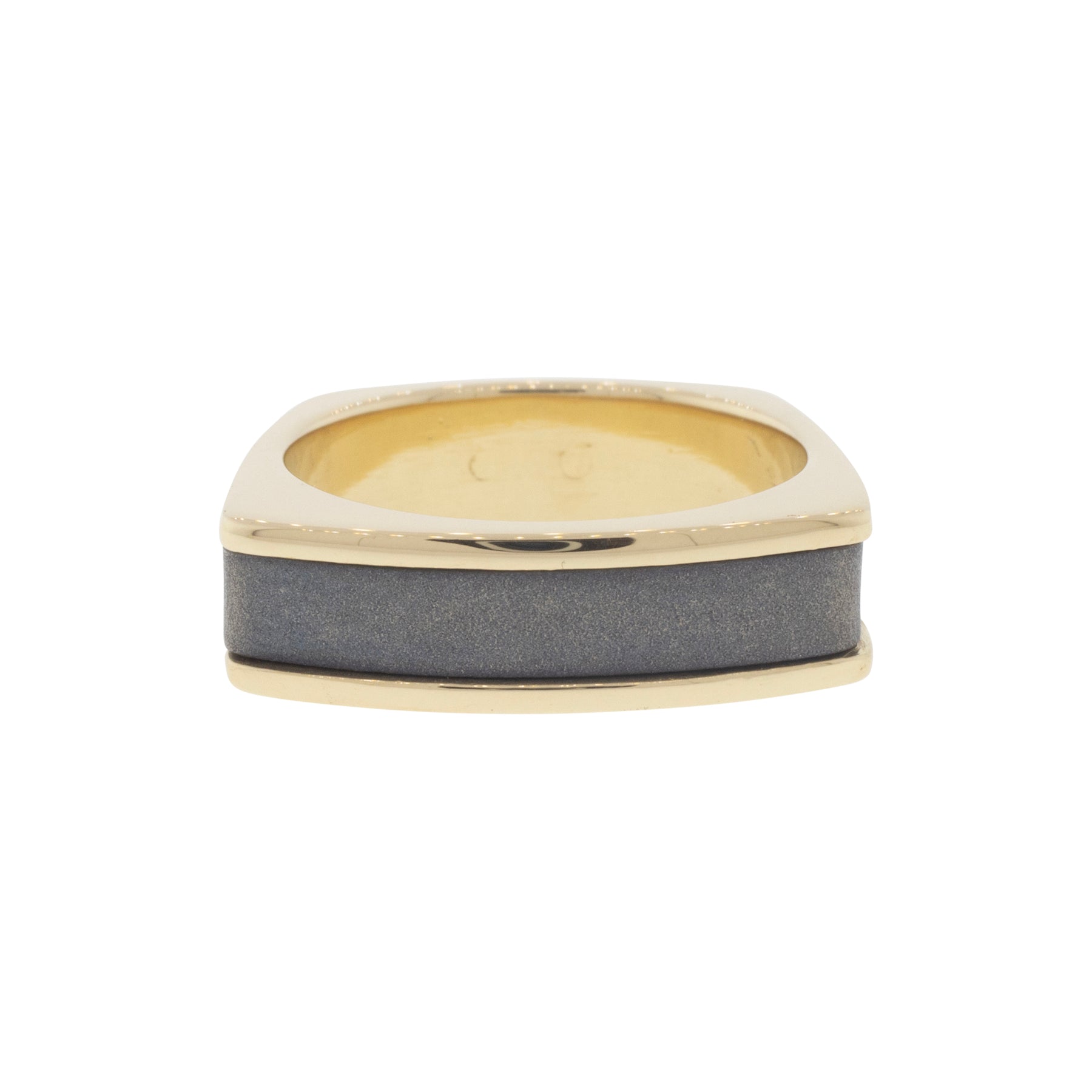 -Meteorite and Yellow Gold Inlay Ring