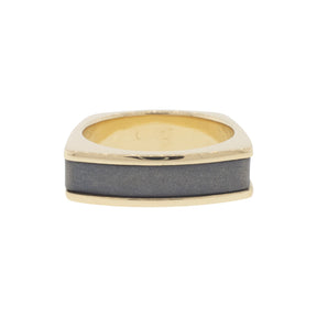 -Meteorite and Yellow Gold Inlay Ring