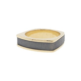 -Meteorite and Yellow Gold Inlay Ring