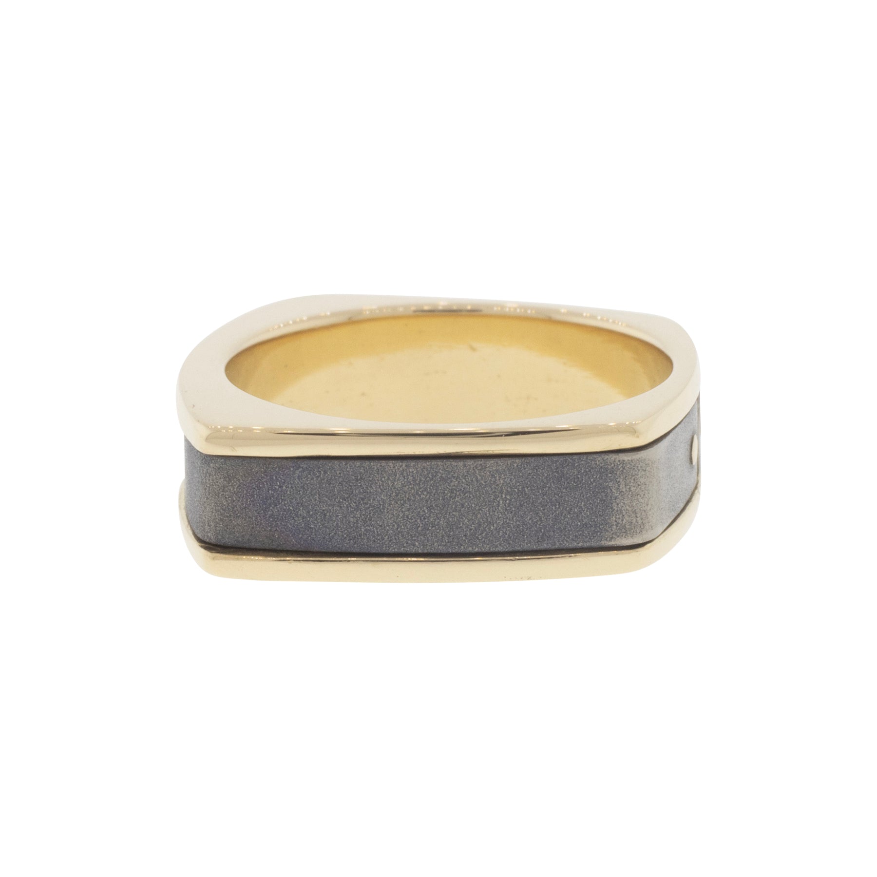 -Meteorite and Yellow Gold Inlay Ring