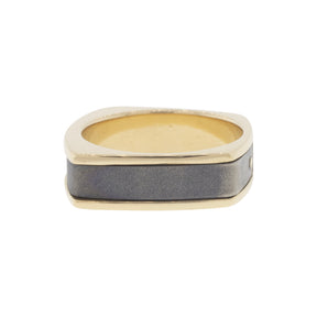 -Meteorite and Yellow Gold Inlay Ring