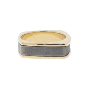 -Meteorite and Yellow Gold Inlay Ring