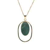 18K Yellow Gold Bezel-Set Turquoise Pendant Necklace