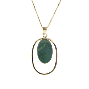 18K Yellow Gold Bezel-Set Turquoise Pendant Necklace