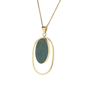 18K Yellow Gold Bezel-Set Turquoise Pendant Necklace