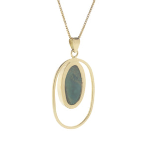 18K Yellow Gold Bezel-Set Turquoise Pendant Necklace
