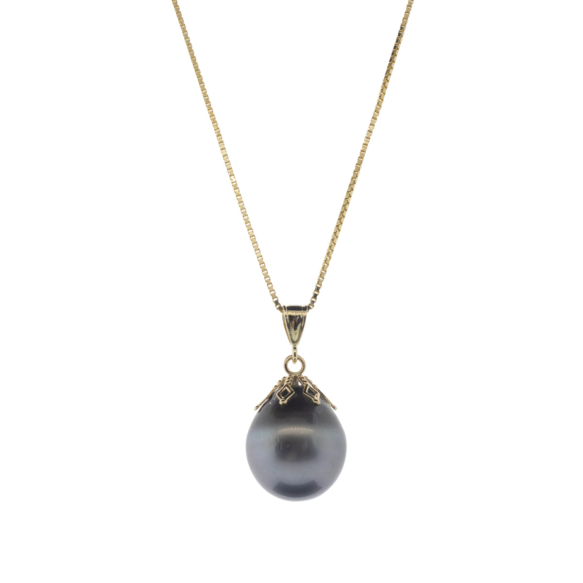 Tahitian Teardrop Pearl 14K Yellow Gold Pendant Necklace