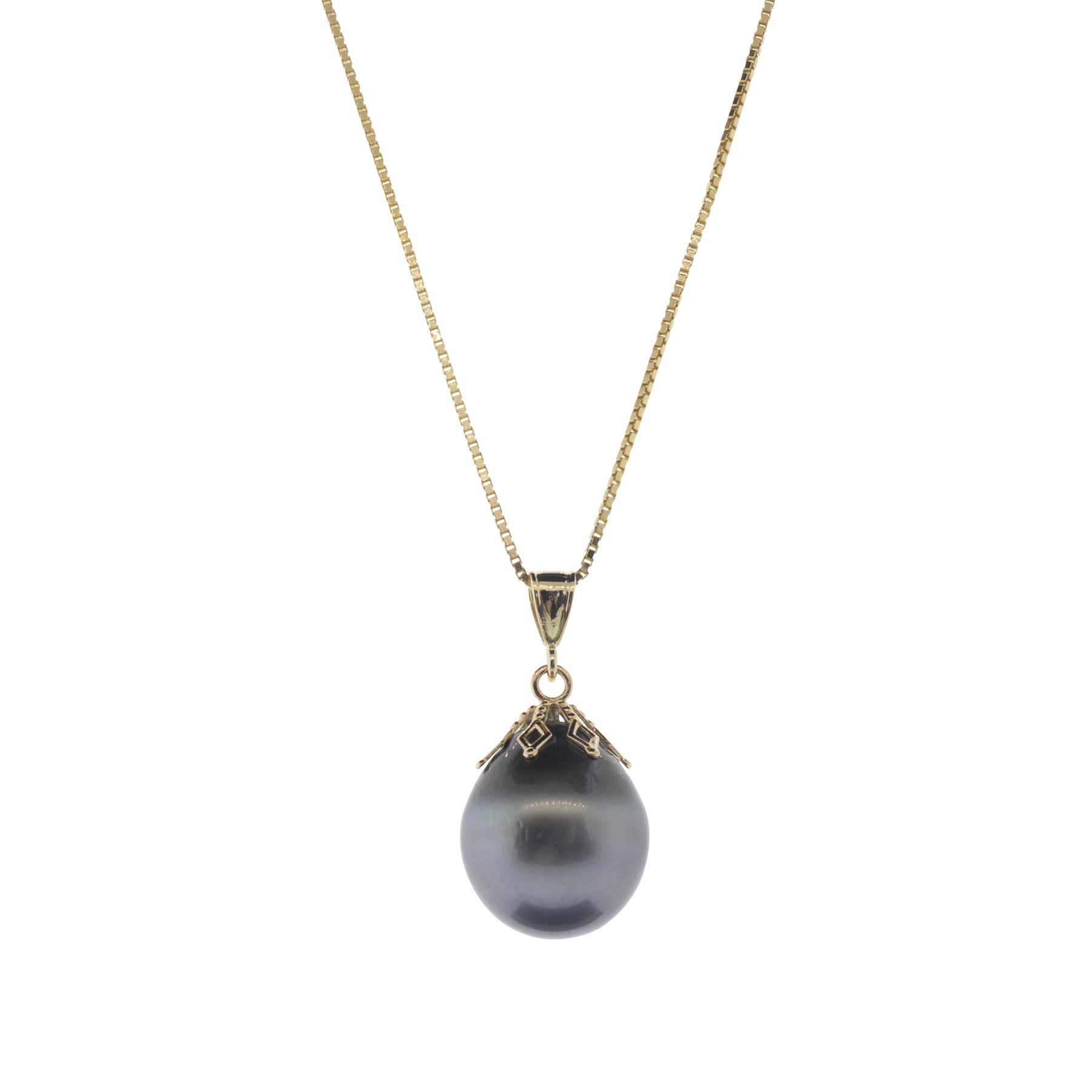 Tahitian Teardrop Pearl 14K Yellow Gold Pendant Necklace