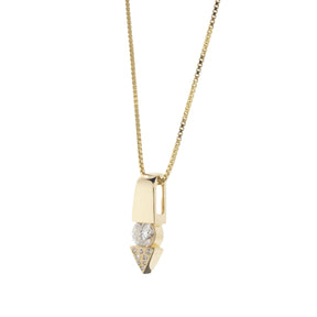 Modern 14K Yellow Gold Arrow Diamond Pendant Necklace