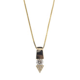 Modern 14K Yellow Gold Arrow Diamond Pendant Necklace