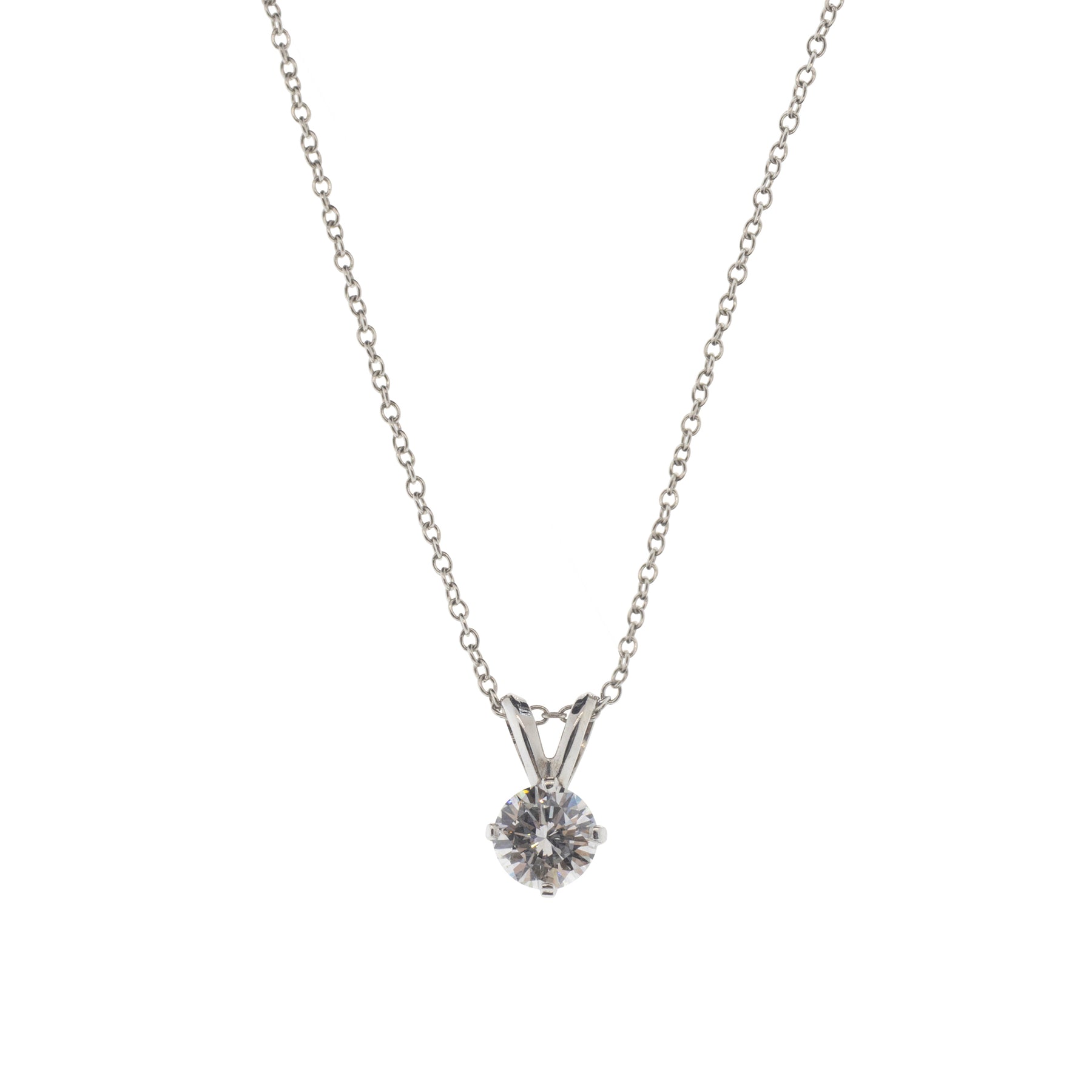 Platinum Round Brilliant Diamond Pendant Necklace