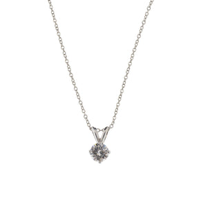 Platinum Round Brilliant Diamond Pendant Necklace