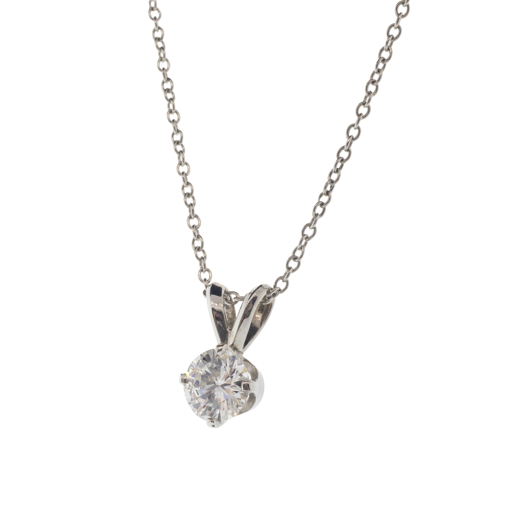 Platinum Round Brilliant Diamond Pendant Necklace