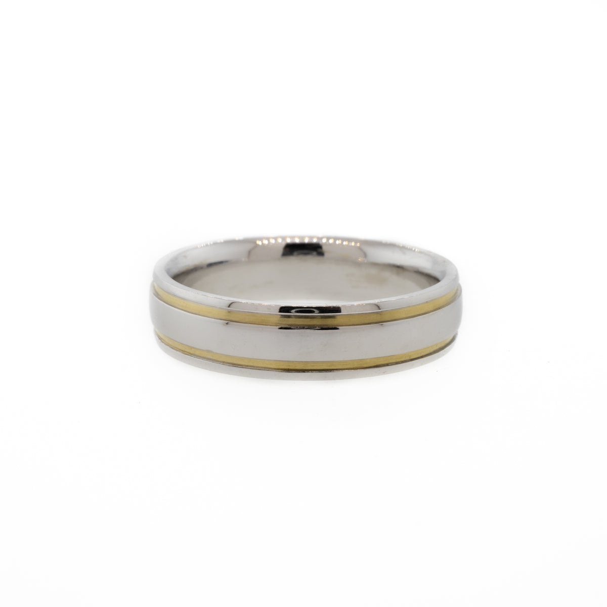 Two-Tone Gold Wedding Band With Hidden Diamond