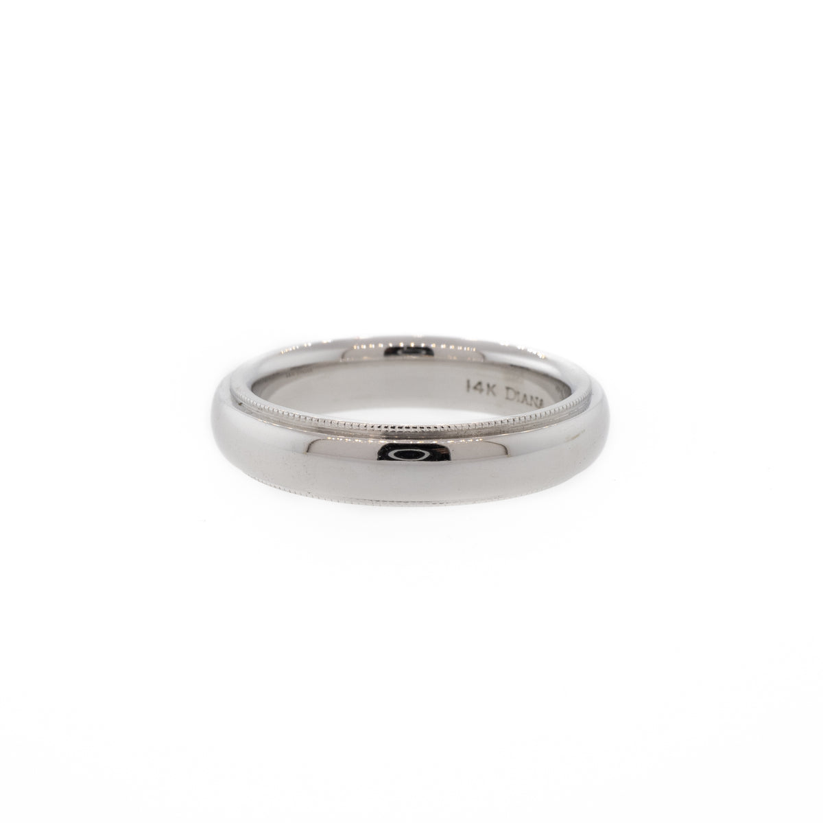 Milgrain 14K White Gold Wedding Band