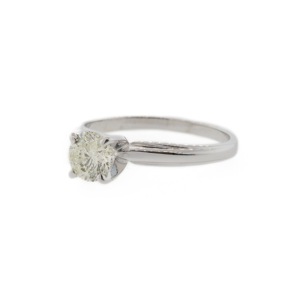 14K White Gold Round Brilliant Solitaire Diamond Ring